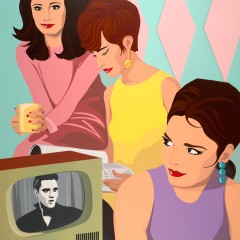 "Girl Talk", 48” x 48”, acrylic and resin on panel