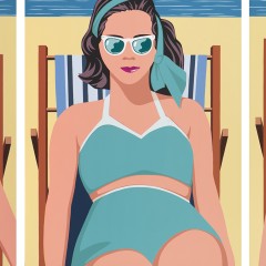 "Seaside Girls", 55" x 135" (Triptych), acrylic & resin on panel