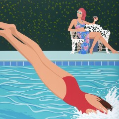 "Dive", 60" x 60", acrylic on wood panel